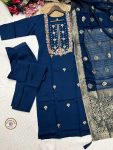 NEW ARRIVAL VISCOSE RAYON EMBROIDERY WORK TOP BOTTOM WITH DUPATTA PARTY WEAR WHOLESALE PRICE ETHNIC GARMENT (5)