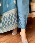 NEW ARRIVAL VISCOSE ROMAN SILK HAND EMBROIDERY AND ZARI WEAVING WORK TOP BOTTOM WITH DUPATTA FESTIVE WEAR WHOLESALE PRICE ETHNIC GARMENT (1)