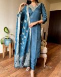 NEW ARRIVAL VISCOSE ROMAN SILK HAND EMBROIDERY AND ZARI WEAVING WORK TOP BOTTOM WITH DUPATTA FESTIVE WEAR WHOLESALE PRICE ETHNIC GARMENT (1)