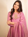 NEW ARRIVAL ZARI TISSUE HAND WORK GOWN WITH DUPATTA FESTIVE WEAR WHOLESALE PRICE ETHNIC GARMENT (2)