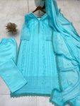 RICH LOOK CHINON COTTON THREAD EMBROIDERY WORK WITH GPO LACE WORK TOP BOTTOM WITH DUPATTA FESTIVE WEAR WHOLESALE PRICE ETHNIC GARMENT (3)
