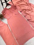 RICH LOOK CHINON COTTON THREAD EMBROIDERY WORK WITH GPO LACE WORK TOP BOTTOM WITH DUPATTA FESTIVE WEAR WHOLESALE PRICE ETHNIC GARMENT (3)