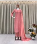 RICH LOOK CHINON COTTON THREAD EMBROIDERY WORK WITH GPO LACE WORK TOP BOTTOM WITH DUPATTA FESTIVE WEAR WHOLESALE PRICE ETHNIC GARMENT (3)