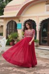 RICH LOOK FAUX BLOOMING EMBROIDERY ZARI SEQUENCE WORK GOWN FESTIVE WEAR WHOLESALE PRICE ETHNIC GARMENT (6)