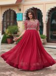 RICH LOOK FAUX BLOOMING EMBROIDERY ZARI SEQUENCE WORK GOWN RANI