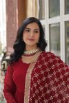RICH LOOK FAUX BLOOMING EMBROIDERY ZARI SEQUENCE WORK GOWN WITH DUPATTA FESTIVE WEAR WHOLESALE PRICE ETHNIC GARMENT (5)