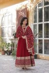 RICH LOOK FAUX BLOOMING EMBROIDERY ZARI SEQUENCE WORK GOWN WITH DUPATTA FESTIVE WEAR WHOLESALE PRICE ETHNIC GARMENT (5)