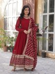 RICH LOOK FAUX BLOOMING EMBROIDERY ZARI SEQUENCE WORK GOWN WITH DUPATTA FESTIVE WEAR WHOLESALE PRICE ETHNIC GARMENT (5)