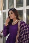RICH LOOK FAUX BLOOMING EMBROIDERY ZARI SEQUENCE WORK GOWN WITH DUPATTA FESTIVE WEAR WHOLESALE PRICE ETHNIC GARMENT (1)