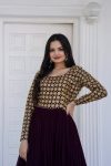 RICH LOOK FAUX BLOOMING SEQUENCE MULTI AND ZARI EMBROIDERY WORK GOWN PARTY WEAR WHOLESALE PRICE ETHNIC GARMENT (5)