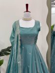 RICH LOOK FENDI SILK THREAD WITH SEQUENCE WORK GOWN BOTTOM WITH DUPATTA FESTIVE WEAR WHOLESALE PRICE ETHNIC GARMENT (3)