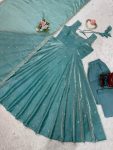 RICH LOOK FENDI SILK THREAD WITH SEQUENCE WORK GOWN BOTTOM WITH DUPATTA FESTIVE WEAR WHOLESALE PRICE ETHNIC GARMENT (3)