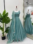 RICH LOOK FENDI SILK THREAD WITH SEQUENCE WORK GOWN BOTTOM WITH DUPATTA FESTIVE WEAR WHOLESALE PRICE ETHNIC GARMENT (3)