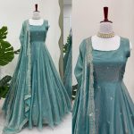 RICH LOOK FENDI SILK THREAD WITH SEQUENCE WORK GOWN BOTTOM WITH DUPATTA FESTIVE WEAR WHOLESALE PRICE ETHNIC GARMENT (3)