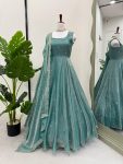 RICH LOOK FENDI SILK THREAD WITH SEQUENCE WORK GOWN BOTTOM WITH DUPATTA FESTIVE WEAR WHOLESALE PRICE ETHNIC GARMENT (3)