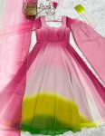 RICH LOOK GEORGETTE COLOURFULL PADDING GOWN BOTTOM WITH DUPATTA FESTIVE WEAR WHOLESALE PRICE ETHNIC GARMENT (4)