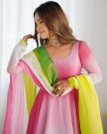 RICH LOOK GEORGETTE COLOURFULL PADDING GOWN BOTTOM WITH DUPATTA FESTIVE WEAR WHOLESALE PRICE ETHNIC GARMENT (4)