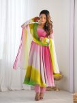 RICH LOOK GEORGETTE COLOURFULL PADDING GOWN BOTTOM WITH DUPATTA FESTIVE WEAR WHOLESALE PRICE ETHNIC GARMENT (4)