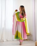RICH LOOK GEORGETTE COLOURFULL PADDING GOWN BOTTOM WITH DUPATTA FESTIVE WEAR WHOLESALE PRICE ETHNIC GARMENT (4)