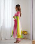RICH LOOK GEORGETTE COLOURFULL PADDING GOWN BOTTOM WITH DUPATTA FESTIVE WEAR WHOLESALE PRICE ETHNIC GARMENT (4)