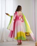 RICH LOOK GEORGETTE COLOURFULL PADDING GOWN BOTTOM WITH DUPATTA FESTIVE WEAR WHOLESALE PRICE ETHNIC GARMENT (4)
