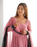RICH LOOK GEORGETTE COLOURFULL PADDING GOWN BOTTOM WITH DUPATTA PARTY WEAR WHOLESALE PRICE ETHNIC GARMENT (19)