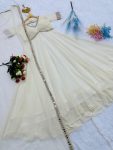 RICH LOOK GEORGETTE EMBROIDERY CHIKANKARI AND REAL MIRROR WORK GOWN WITH DUPATTA FESTIVE WEAR WHOLESALE PRICE ETHNIC GARMENT (3)