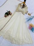 RICH LOOK GEORGETTE EMBROIDERY CHIKANKARI AND REAL MIRROR WORK GOWN WITH DUPATTA FESTIVE WEAR WHOLESALE PRICE ETHNIC GARMENT (3)