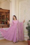 RICH LOOK GEORGETTE EMBROIDERY WORK GOWN WITH DUPATTA FESTIVE WEAR WHOLESALE PRICE ETHNIC GARMENT (16)