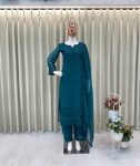 RICH LOOK GEORGETTE EMBROIDERY WORK TOP BOTTOM WITH DUPATTA TEAL
