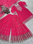 RICH LOOK GEORGETTE EMBRTOIDERY SEQUENCE WORK TOP PALAZZO WITH DUPATTA PARTY WEAR WHOLESALE PRICE ETHNIC GARMENT (3)