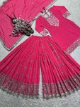 RICH LOOK GEORGETTE EMBRTOIDERY SEQUENCE WORK TOP PALAZZO WITH DUPATTA PARTY WEAR WHOLESALE PRICE ETHNIC GARMENT (3)