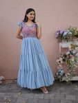 RICH LOOK GEORGETTE FLORAL PRINT WORK GOWN FESTIVE WEAR WHOLESALE PRICE ETHNIC GARMENT (4)