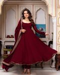 RICH LOOK GEORGETTE LACE BORDER WORK GOWN BOTTOM WITH DUPATTA PARTY WEAR WHOLESALE PRICE ETHNIC GARMENT (3)