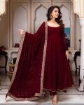 RICH LOOK GEORGETTE LACE BORDER WORK GOWN BOTTOM WITH DUPATTA PARTY WEAR WHOLESALE PRICE ETHNIC GARMENT (3)