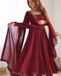 RICH LOOK GEORGETTE LACE BORDER WORK GOWN BOTTOM WITH DUPATTA PARTY WEAR WHOLESALE PRICE ETHNIC GARMENT (3)