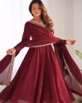 RICH LOOK GEORGETTE LACE BORDER WORK GOWN BOTTOM WITH DUPATTA PARTY WEAR WHOLESALE PRICE ETHNIC GARMENT (3)