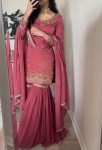 RICH LOOK GOLD CRUSH EMBROIDERY SEQUENCE BEADS WORK TOP SHARARA WITH DUPATTA PARTY WEAR WHOLESALE PRICE ETHNIC GARMENT (3)