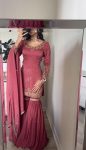 RICH LOOK GOLD CRUSH EMBROIDERY SEQUENCE BEADS WORK TOP SHARARA WITH DUPATTA PARTY WEAR WHOLESALE PRICE ETHNIC GARMENT (3)