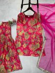 RICH LOOK PRINT WITH CHINON SEQUANCE EMBROIDERY WORK TOP SHARARA WITH DUPATTA FESTIVE WEAR WHOLESALE PRICE ETHNIC GARMENT (2)