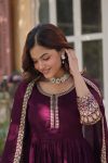 RICH LOOK SHIMMER VICHITRA SEQUENCE EMBROIDERY WORK GOWN WITH DUPATTA FESTIVE WEAR WHOLESALE PRICE ETHNIC GARMENT (1)