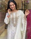 RICH LOOK VISCOSE RAYON JACQUARD EMBROIDERY WORK TOP BOTTOM WITH DUPATTA PARTY WEAR WHOLESALE PRICE ETHNIC GARMENT (9)