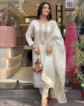 RICH LOOK VISCOSE RAYON JACQUARD EMBROIDERY WORK TOP BOTTOM WITH DUPATTA PARTY WEAR WHOLESALE PRICE ETHNIC GARMENT (9)