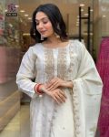 RICH LOOK VISCOSE RAYON JACQUARD EMBROIDERY WORK TOP BOTTOM WITH DUPATTA PARTY WEAR WHOLESALE PRICE ETHNIC GARMENT (9)