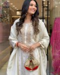 RICH LOOK VISCOSE RAYON JACQUARD EMBROIDERY WORK TOP BOTTOM WITH DUPATTA PARTY WEAR WHOLESALE PRICE ETHNIC GARMENT (9)