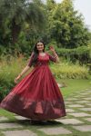 TRADITIONAL BANARASI JACQUARD SILK WEAVING WORK ONLY GOWN PARTY WEAR WHOLESALE PRICE ETHNIC GARMENT (3)