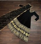 TRADITIONAL BLOOMING GEORGETTE EMBROIDERY SEQUENCE WORK GOWN WITH DUPATTA PARTY WEAR WHOLESALE PRICE ETHNIC GARMENT (8)