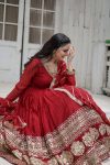 TRADITIONAL BLOOMING GEORGETTE EMBROIDERY SEQUENCE WORK GOWN WITH DUPATTA PARTY WEAR WHOLESALE PRICE ETHNIC GARMENT (5)