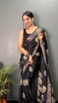 TRADITIONAL COTTON CREPE BATIK PRINTED ZARI WEAVING BOREDR WORK SAREE WITH UNSTITCHED BLOUSE PARTY WEAR WHOLESALE PRICE ETHNIC GARMENT (10)