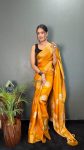 TRADITIONAL COTTON CREPE BATIK PRINTED ZARI WEAVING BOREDR WORK SAREE WITH UNSTITCHED BLOUSE PARTY WEAR WHOLESALE PRICE ETHNIC GARMENT (1)